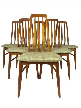 Six Danish Mid Century Modern Teak High Back Dining Chairs By Koefoeds Hornslet photo