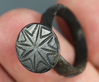 Signet Ring,  Star,  Bronze,  Wearable,  Byzantine,  9.  - 12.  Century A.  D. photo
