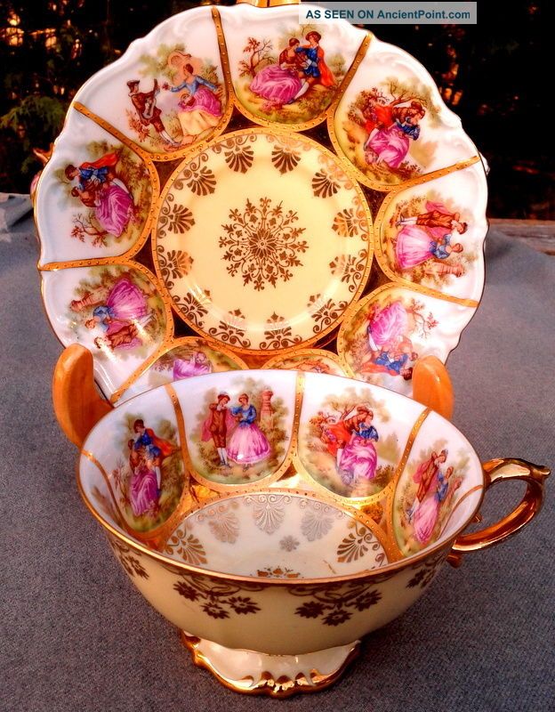 Vintage Heinrich Fragonard Hand Painted Tea Cup & Saucer West German Rare Cups & Saucers photo
