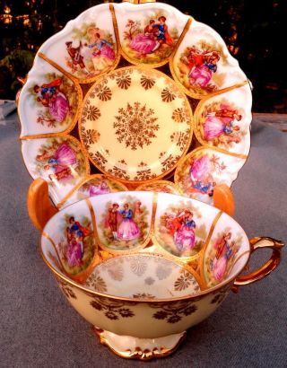 Vintage Heinrich Fragonard Hand Painted Tea Cup & Saucer West German Rare photo
