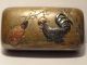 Very Fine Antique / Vintage Japanese Mixed Metal Box Hen Rooster Brass Bronze Boxes photo 4