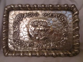 19th Cent.  Hallmarked Silver Tray With Angels photo