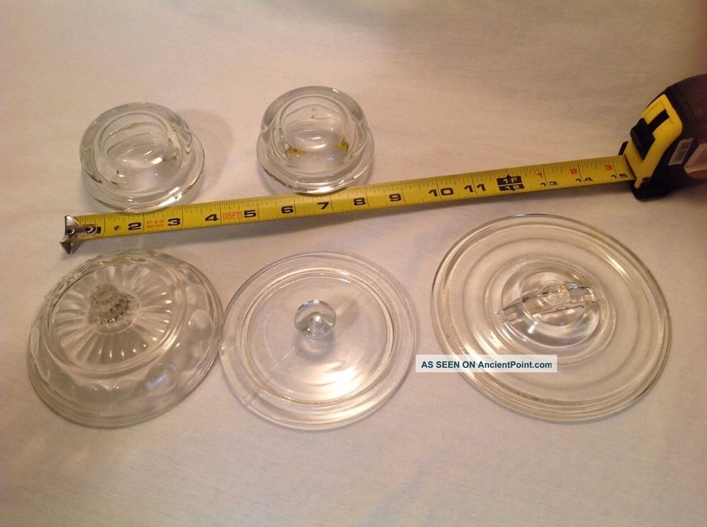 (5) Old Apothecary Clear Round Glass Jar Repalcement Lid/stopper Various