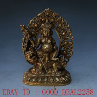 Vintage Tibet Brass Tibetan Buddhism Statue - - - - God Of Wealth photo