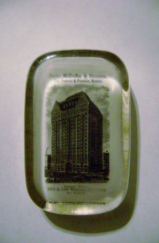 Barnes Abrams Grapeville Advertising Glass Paperweight Chicago Masonic Building photo