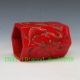 Chinese Red Turquoise Hand - Carved Fish Brush Pot Horses photo 3