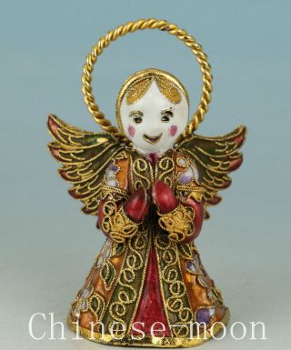 Lovely Asian Chinese Old Cloisonne Hand Carved Angel Statue Pendant Decorative photo
