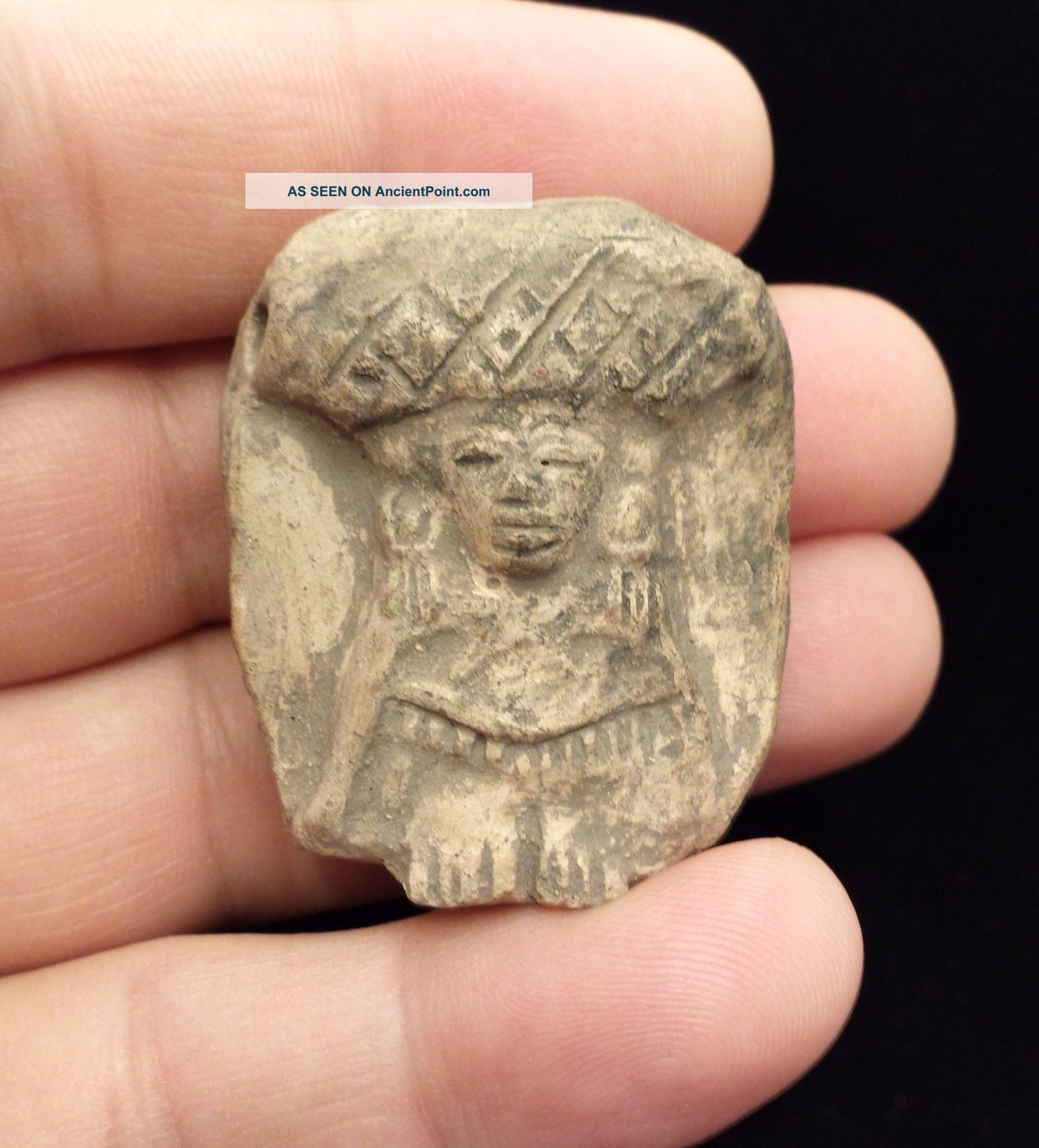 Teotihuacan Clay Pre Columbian Idol Head Pendant Bead Mexico Mayan Artifacts 5 The Americas photo