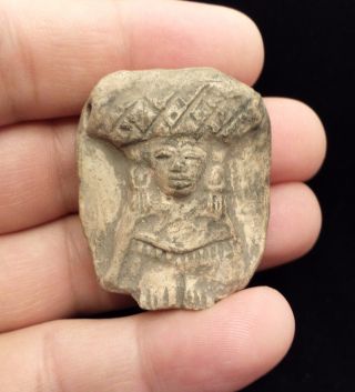 Teotihuacan Clay Pre Columbian Idol Head Pendant Bead Mexico Mayan Artifacts 5 photo