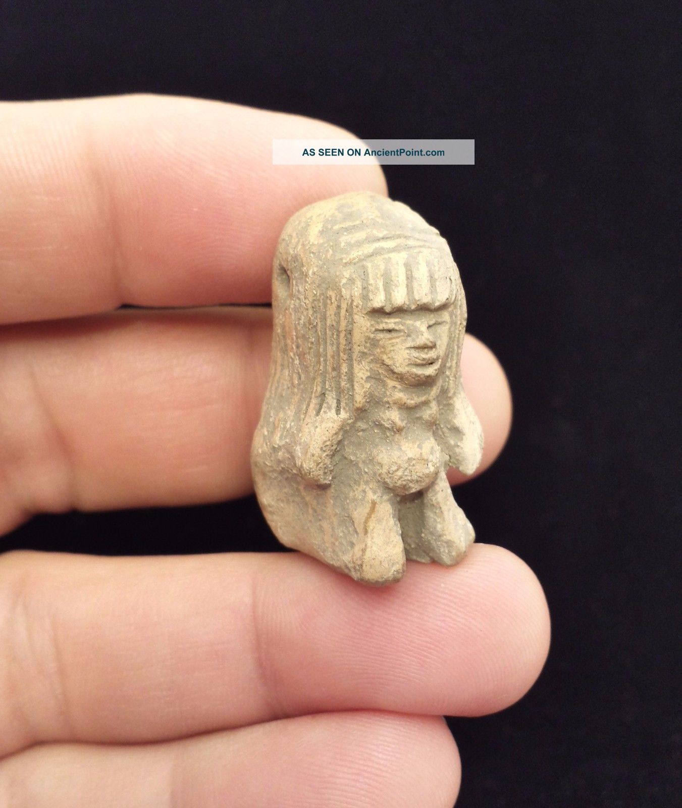 Teotihuacan Clay Pre Columbian Idol Head Pendant Bead Mexico Mayan Artifacts 4 The Americas photo