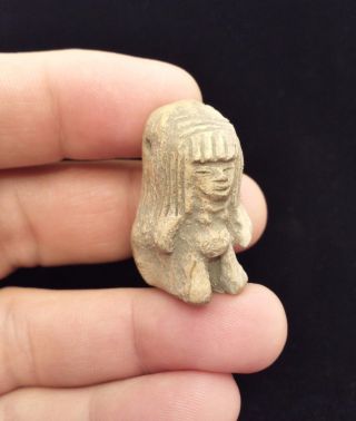 Teotihuacan Clay Pre Columbian Idol Head Pendant Bead Mexico Mayan Artifacts 4 photo