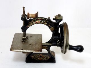 Rare Model 1900 Antique Childs Cast Iron Sewing Machine Salesmans Sample ? photo