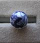 Button Cobalt Blue Swirl White Glass Ball Shaped Antique 1800 ' S Button Buttons photo 2