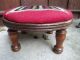 Old / Vintage Wool Needlepoint Wood Foot Stool Bench 1900-1950 photo 7