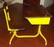 Nicest School Desk On Ebay Iconic American Desk Co In Vivid Striking Yellow 1900-1950 photo 4