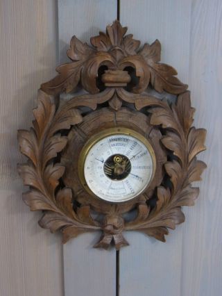 R2 Brienz Antique Black Forest Carved Barometer 1890´s - 1900´s German photo