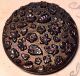 Antique Victorian 1864 English Lg Iridized Black Glass Button Flowers & Leaves Buttons photo 1