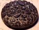 Antique Victorian 1864 English Lg Iridized Black Glass Button Flowers & Leaves Buttons photo 4