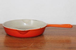 Le Creuset France Flame Orange Small Skillet 16 Vintage Cast Iron Cookware photo