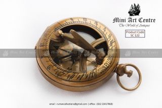 Featuring Mini Pocket Style Vintage Antique Push Button Sundial Compass Sc 122 photo