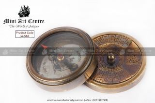 Antique Vintage Solid Brass 3in1 World Time,  100 Years Calendar,  Compass Sc 083 photo