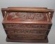 Vintage/antique Ornate Carved Wood Chinese Box/storage Chest Stamp On Bottom Boxes photo 2