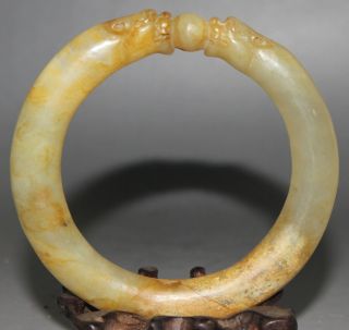 Ancient Chinese Hetian Jade Bangle Carved Jade Bracelet photo
