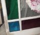 Antique 19 C Shabby Victorian Rose Blue Green Yellow Color Stained Glass Window 1900-1940 photo 2