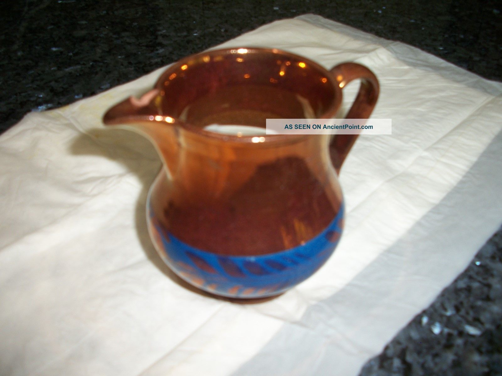 Antique Copper Luster With Blue Bands - As Found Pitchers photo