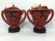 Antique Extremely Rare Green Pair Chinese Cinnabar Lacquer Enamel Mirror Vase Vases photo 1