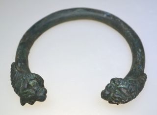 Roman Bronze Zoomorphic Bracelet Lion ' S Heads photo