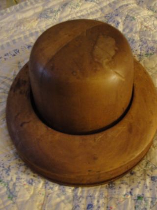 Antique Millinery Wood Hat Block Mold Brim 1800 ' S Signed photo