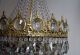 Antique / Vintage French Basket Style Brass & Crystals Chandelier Ceiling Lamp Chandeliers, Fixtures, Sconces photo 4