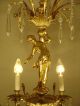 8 Light Cherubs Figures Chandelier Gold Bronze Vintage Lamp Old Ancient Brass Chandeliers, Fixtures, Sconces photo 3