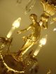 8 Light Cherubs Figures Chandelier Gold Bronze Vintage Lamp Old Ancient Brass Chandeliers, Fixtures, Sconces photo 6