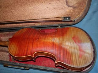 Antique Conservatory German Violin Bow & Case Antonius Stradivarius Anno 1730 photo