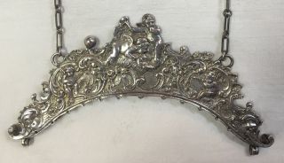 1920 ' S German Chased Cherub.  800 Solid Silver Purse Clasp By Bruckmann & Sohne photo