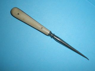 Sewing Punch Stiletto Awl Embroidery 19th Century Organic Handle Antique 4⅜ photo