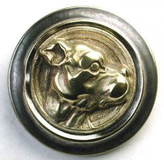 Antique Brass Button Dimensional Bull Dog Design photo
