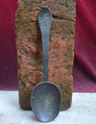 Authentic 17th Century Pewter Spoon With A Angel Mark Dutch photo