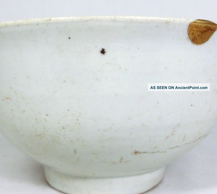 H676: Real Korean Rhee - Dynasty Pottery Ware Tea Bowl With Great Golden Repair. Korea photo