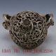 Chinese Silver Copper Handwork Carving Flower Incense Burner W Xuande Mark Incense Burners photo 2