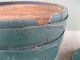 Antique Firkin Sugar Bucket Primitive Pine Wood Old Green Paint Lid Bail Handle Primitives photo 5