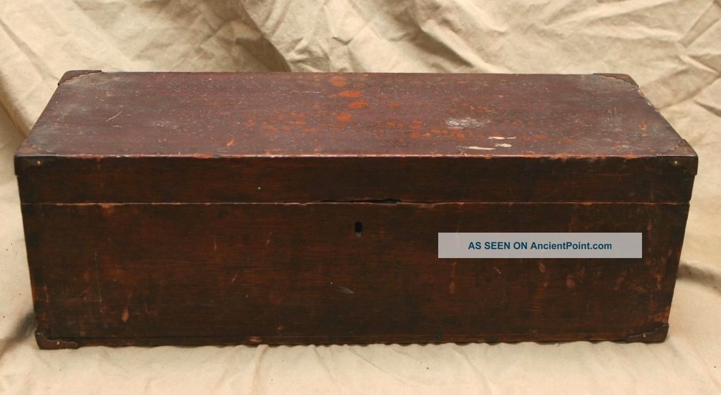Antique Primitive Wood Storage Box For Repair Dovetail Constr. Primitives photo