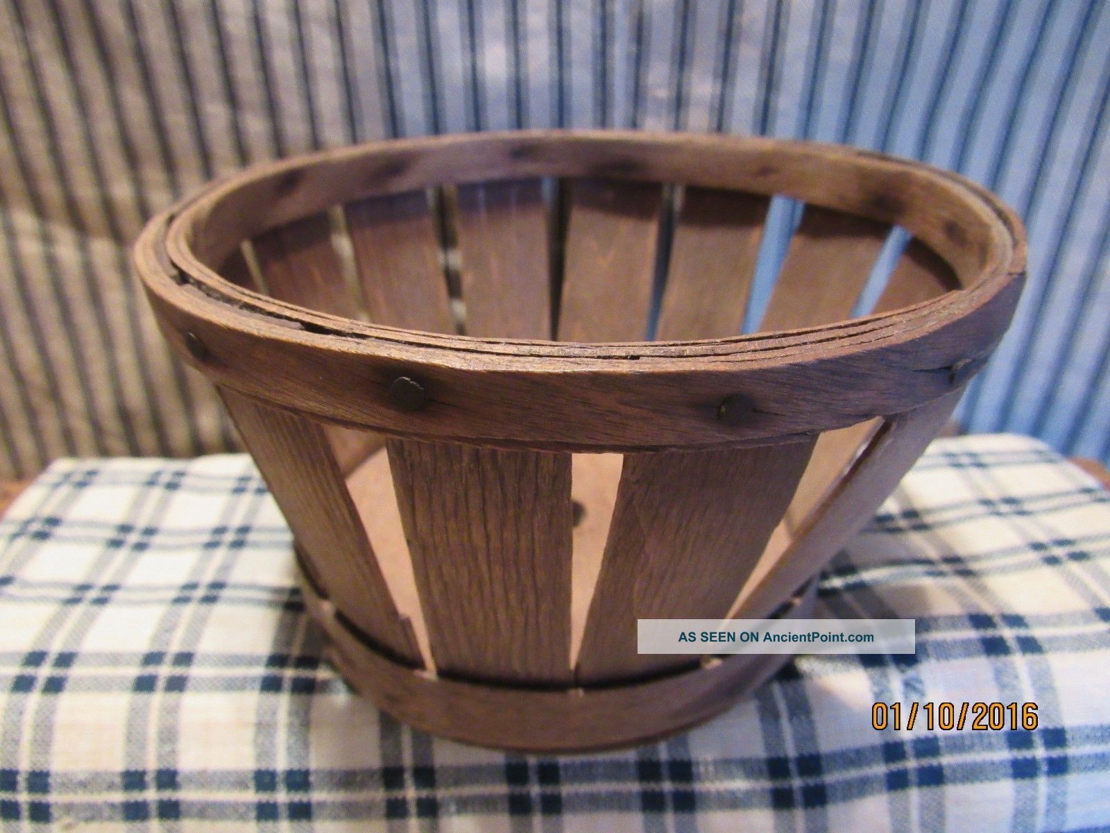 Antique Miniature Basket Split Oak Old Fruit Basket Hand Made Primitive 1 Primitives photo