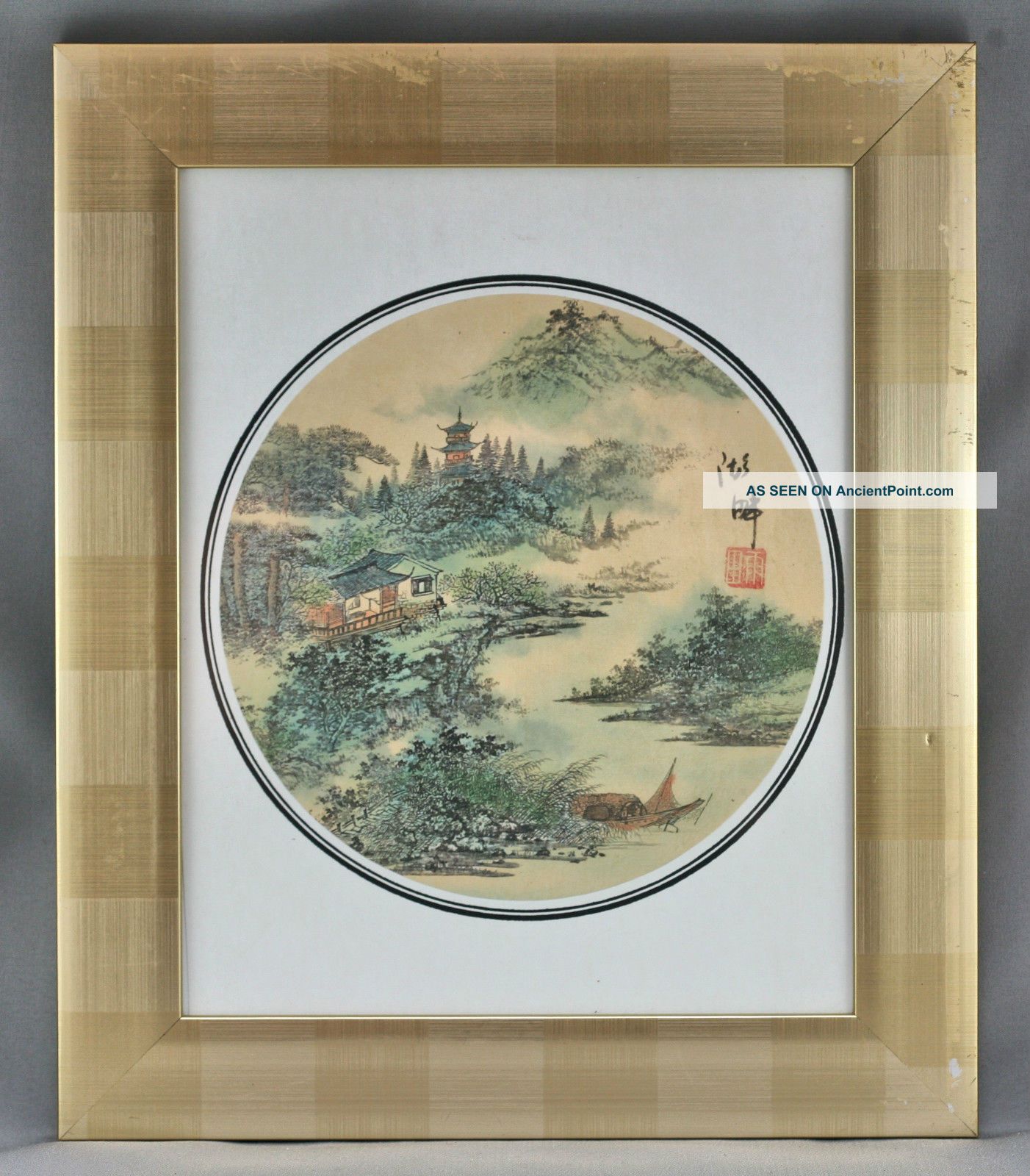 Hand Painted Exquisite Vintage Chinese Painting Framed Signed C1940s Paintings photo