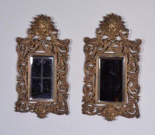 Matched French Antique Renaissance Revival Bronze Mirrors With Women (k) photo