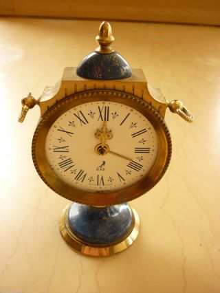 Vintage Jaz French Enameled Brass Decorative Desk/self Alarm Clock photo