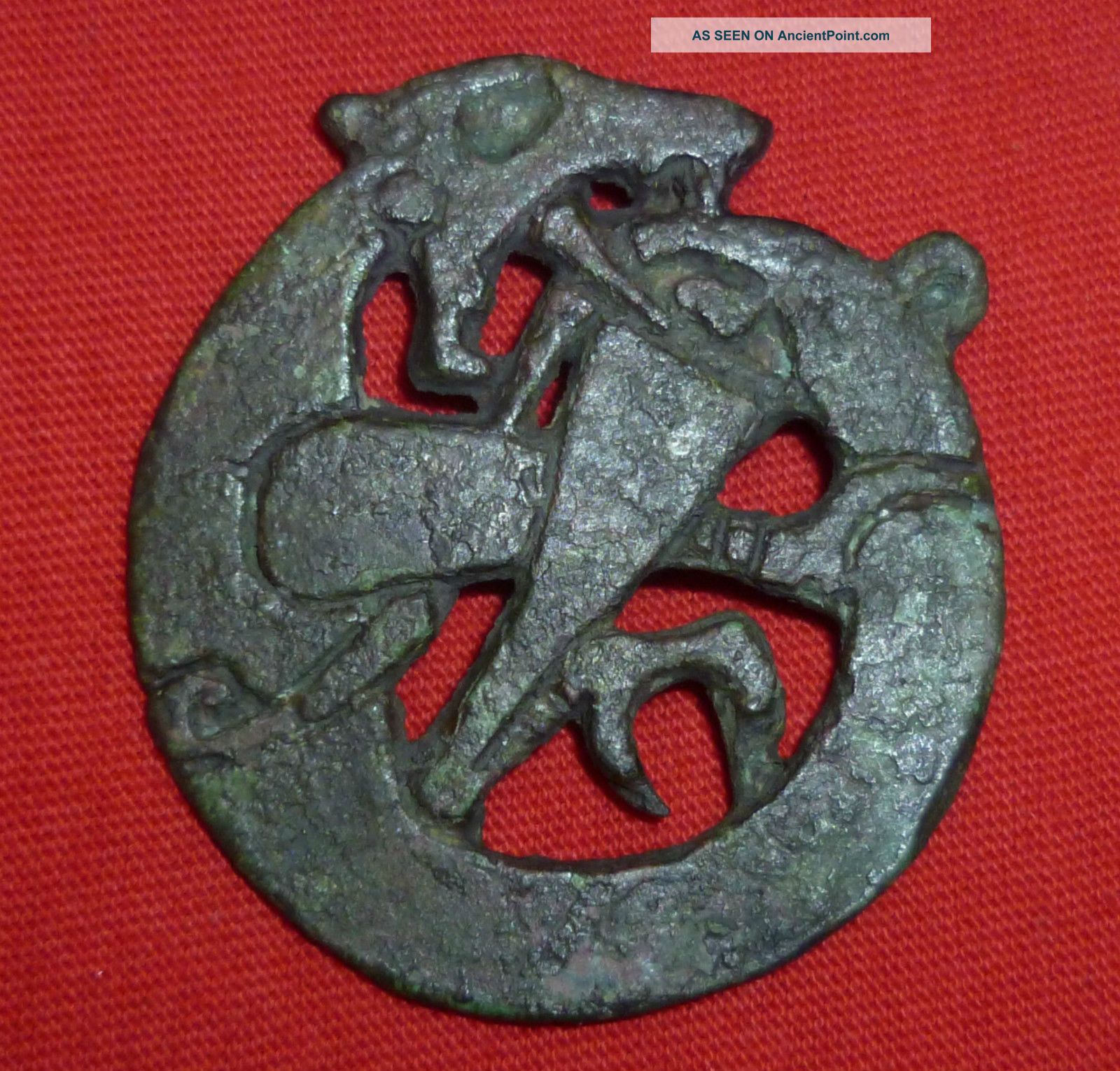 Viking Ancient Artifact - Bronze Dragon Brooch / Applique Circa 700 Ad - 1988 Scandinavian photo