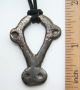 Ancient Old Bronze Pendant On Leather Cord (jry) Viking photo 1